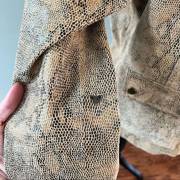 Stunning Alfani Python Snake Pattern 100% Leather Jacket Brown Large GUC - Picture 3 of 8